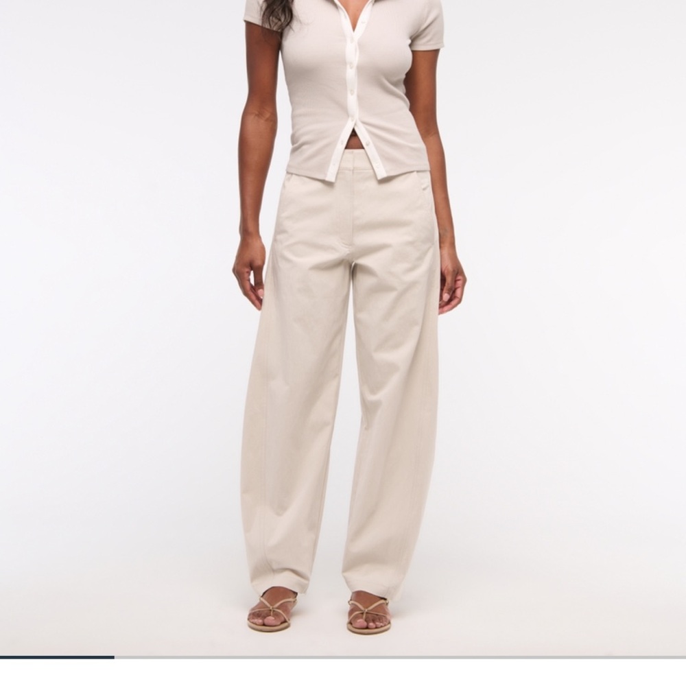 Abercrombie Cream Women's Wide-Leg Pants